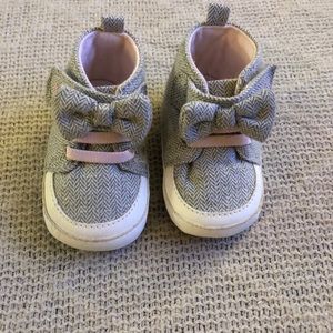 Silver high top baby shoes